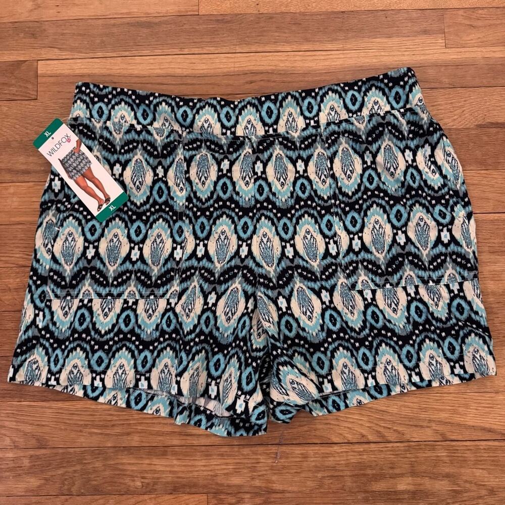 NWT Wildfox Women's Blue Ikat Print Pajama Shorts - Size XL
 b90